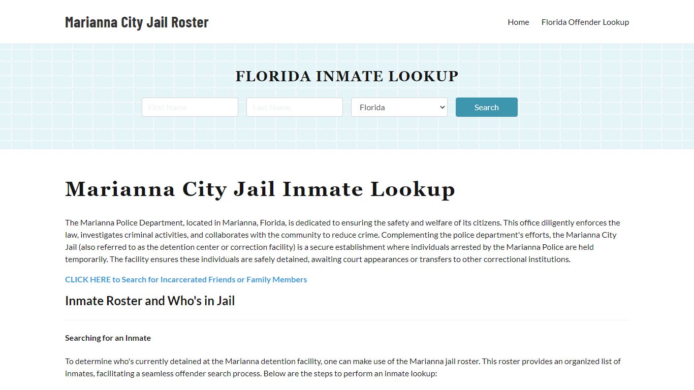 Marianna Police Department & City Jail, FL Inmate Roster, Arrests, Mugshots